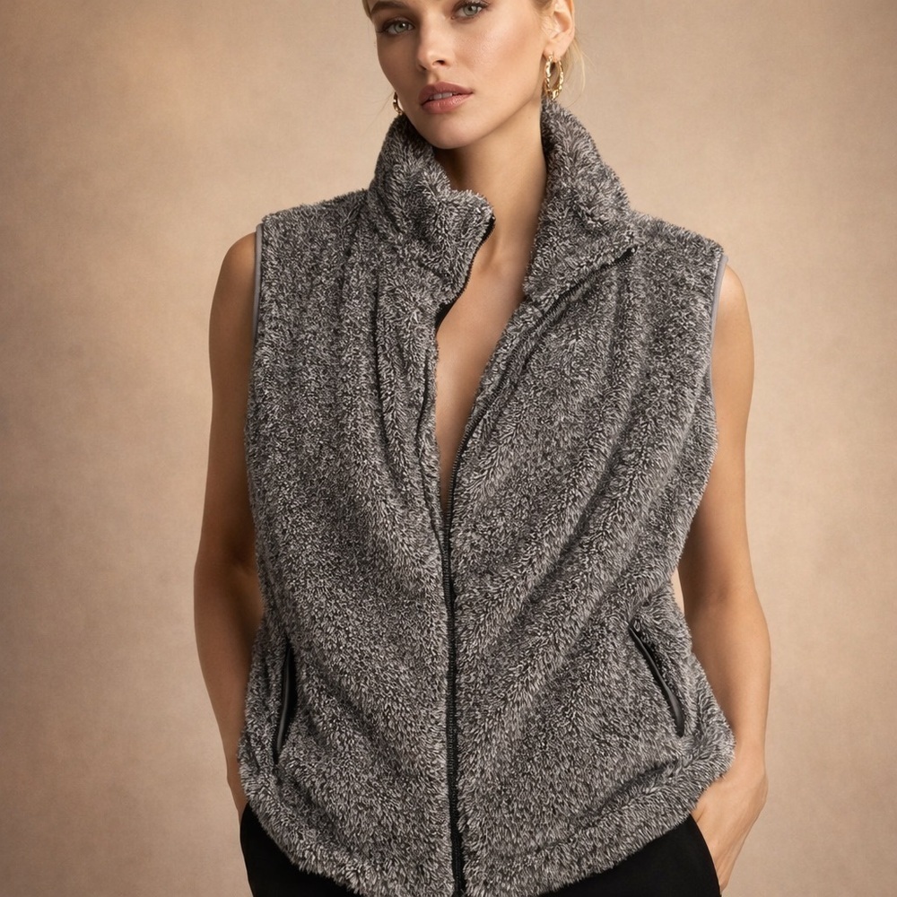 Women's Gray Sherpa Vest
